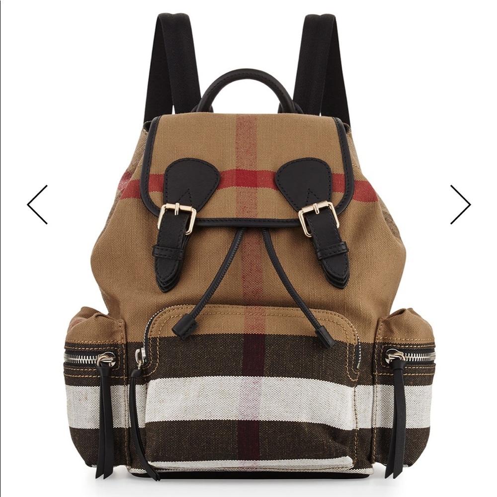 Burberry Medium Check Canvas Backpack, Black